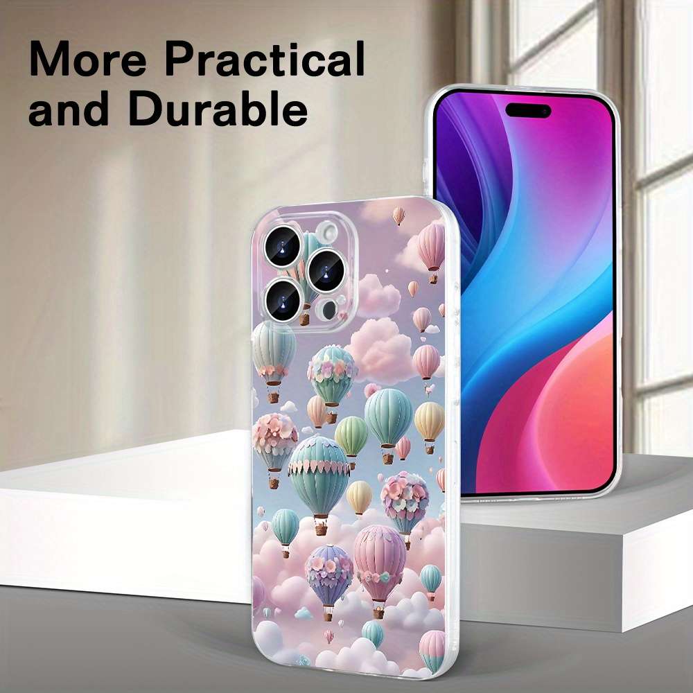 1Pc Transparent For iPhone 16 Pro Hot Air Balloon Phone Case