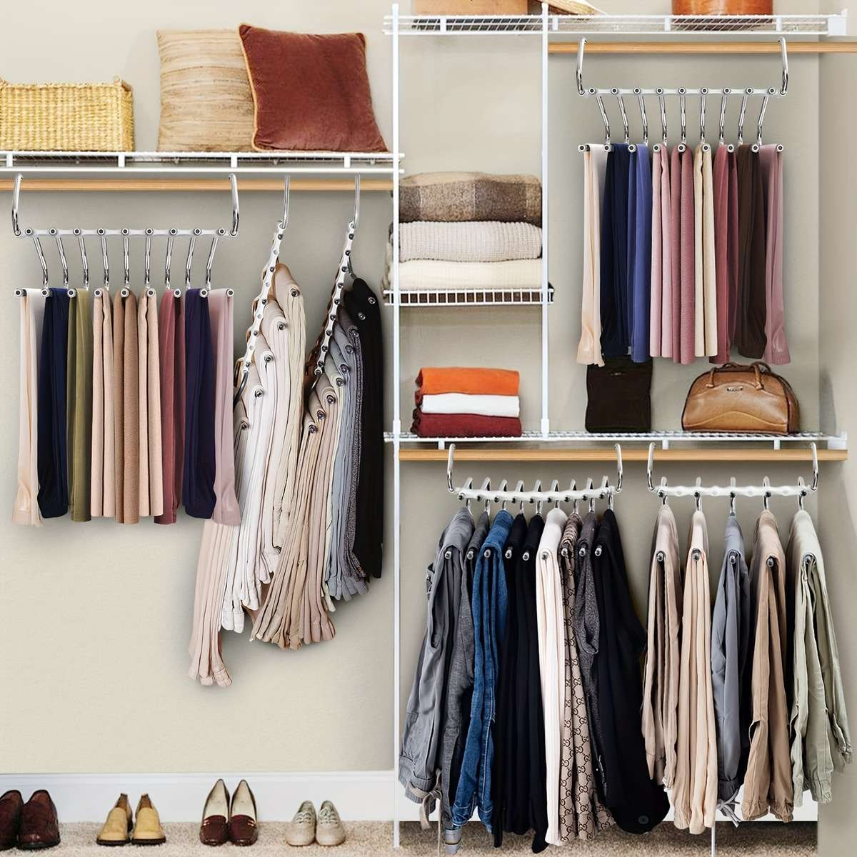 Clothes Rack Upgraded White9LayerAntislip Strip Design 6Pcs