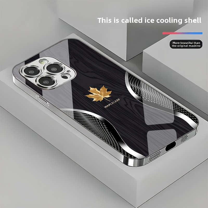 1Pc Mixed Color  For iPhone 14 Plus Golden Maple Leaf Phone Case