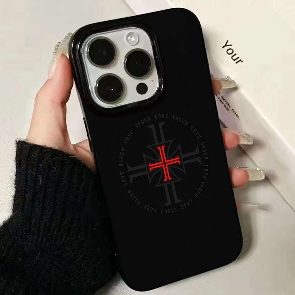 1Pc Black For iPhone 13 Minimalist Cool Cross Phone Case