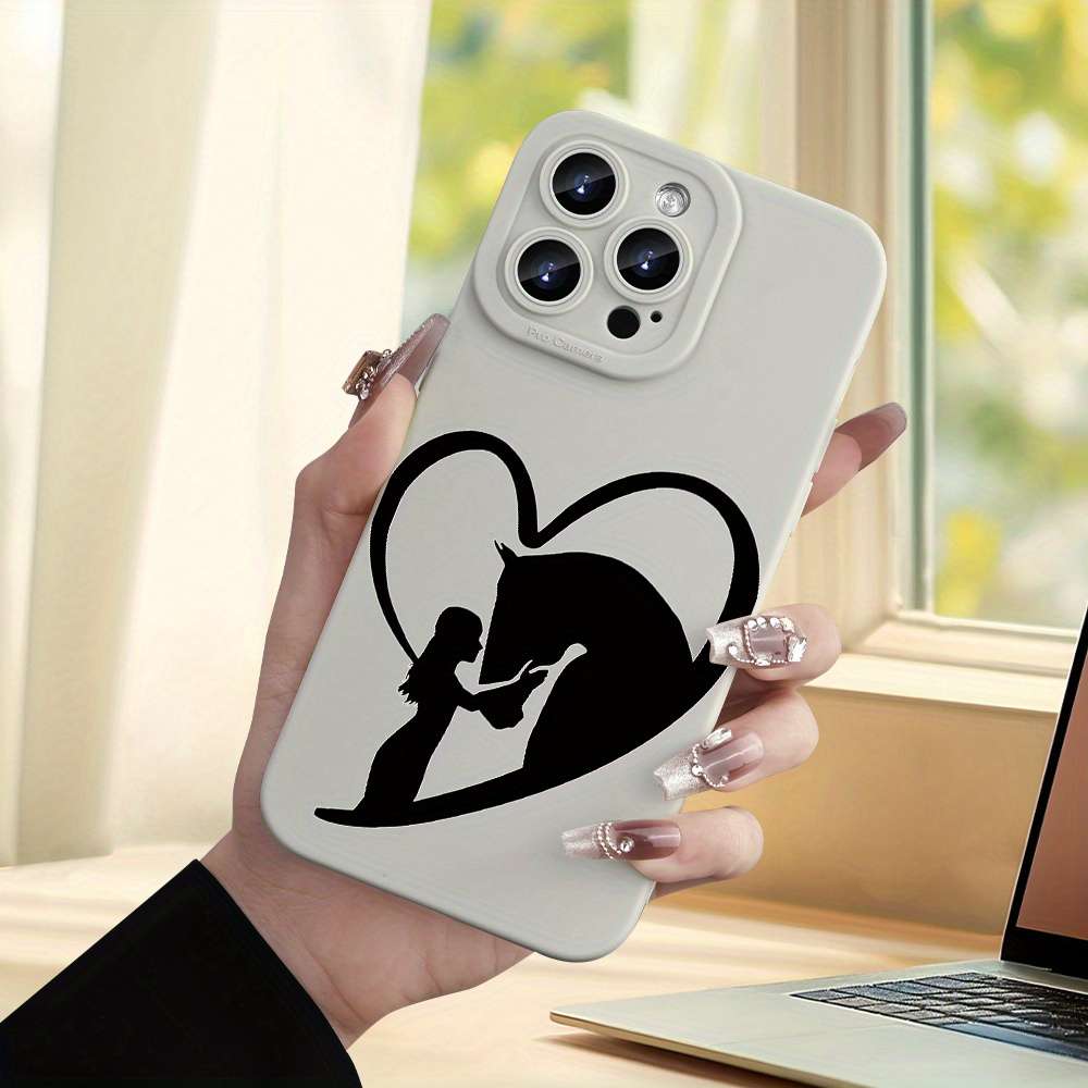 1Pc Ivory White For iPhone 12 Horse Themed Protective Phone Case