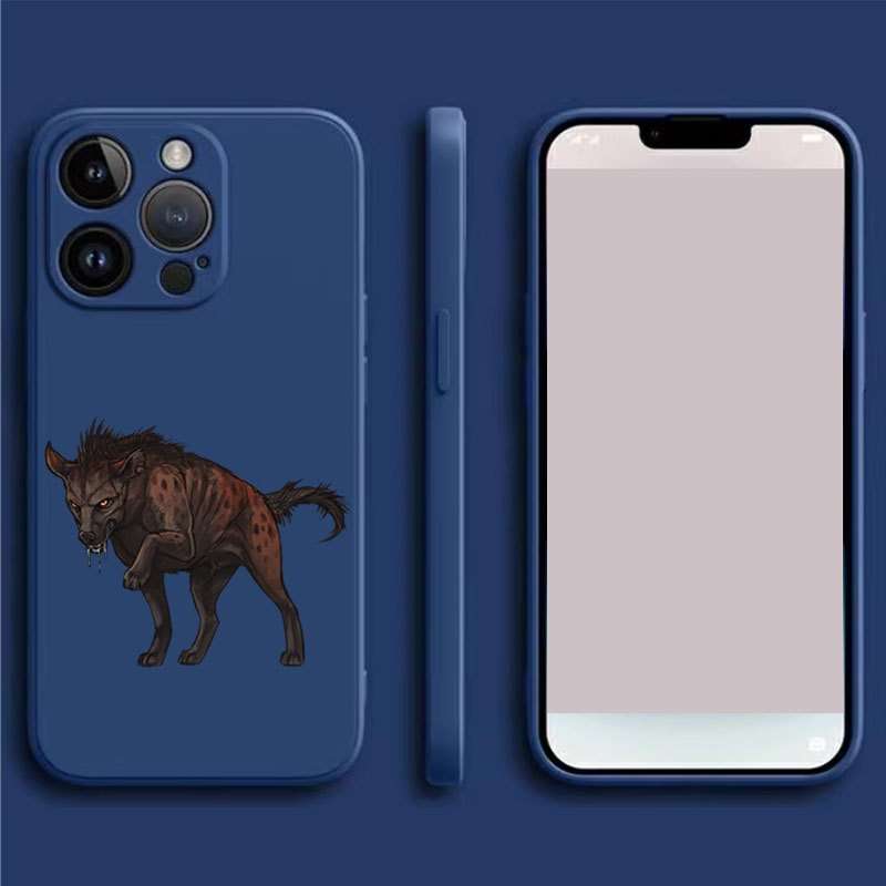 1Pc Black For iPhone 15 African Wild Dog Phone Case