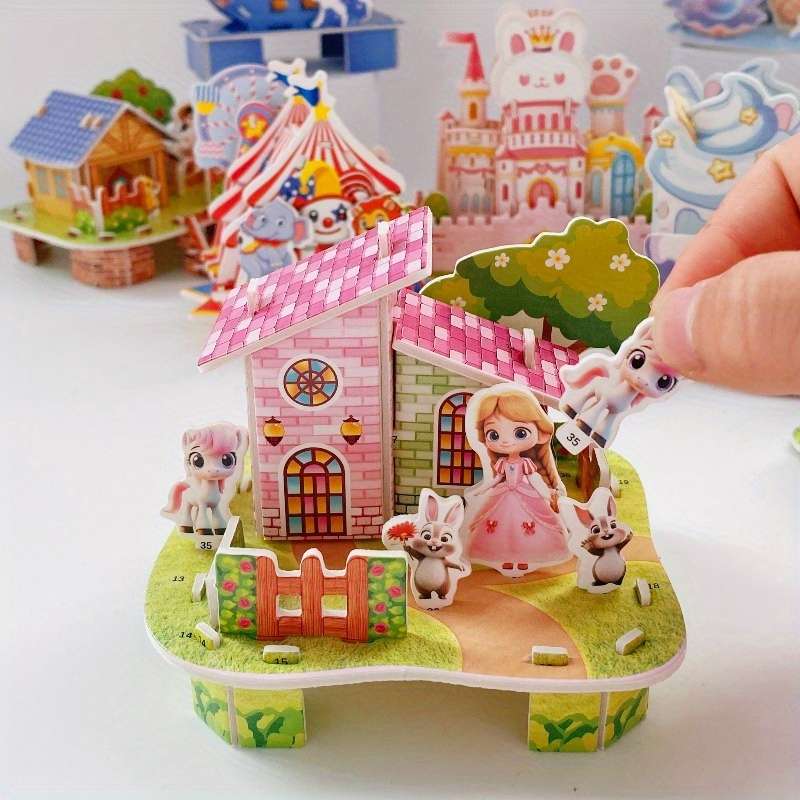 3D Building Model Puzzle Set Style Random Quantity 4 Pcs