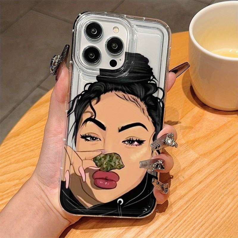 1Pc Transparent For iPhone 12 Pro Max Girls Pattern Phone Case