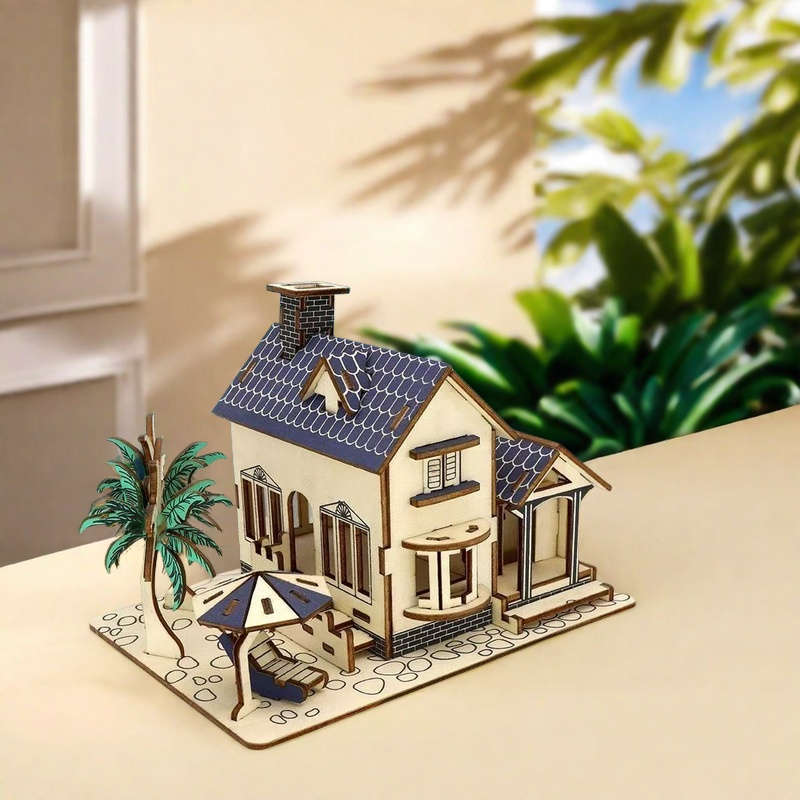 3D Building Model Puzzle Set Style Ocean View Cottage