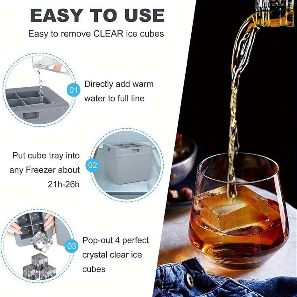 Ice Molds Color 1 Set 4 Square Molds