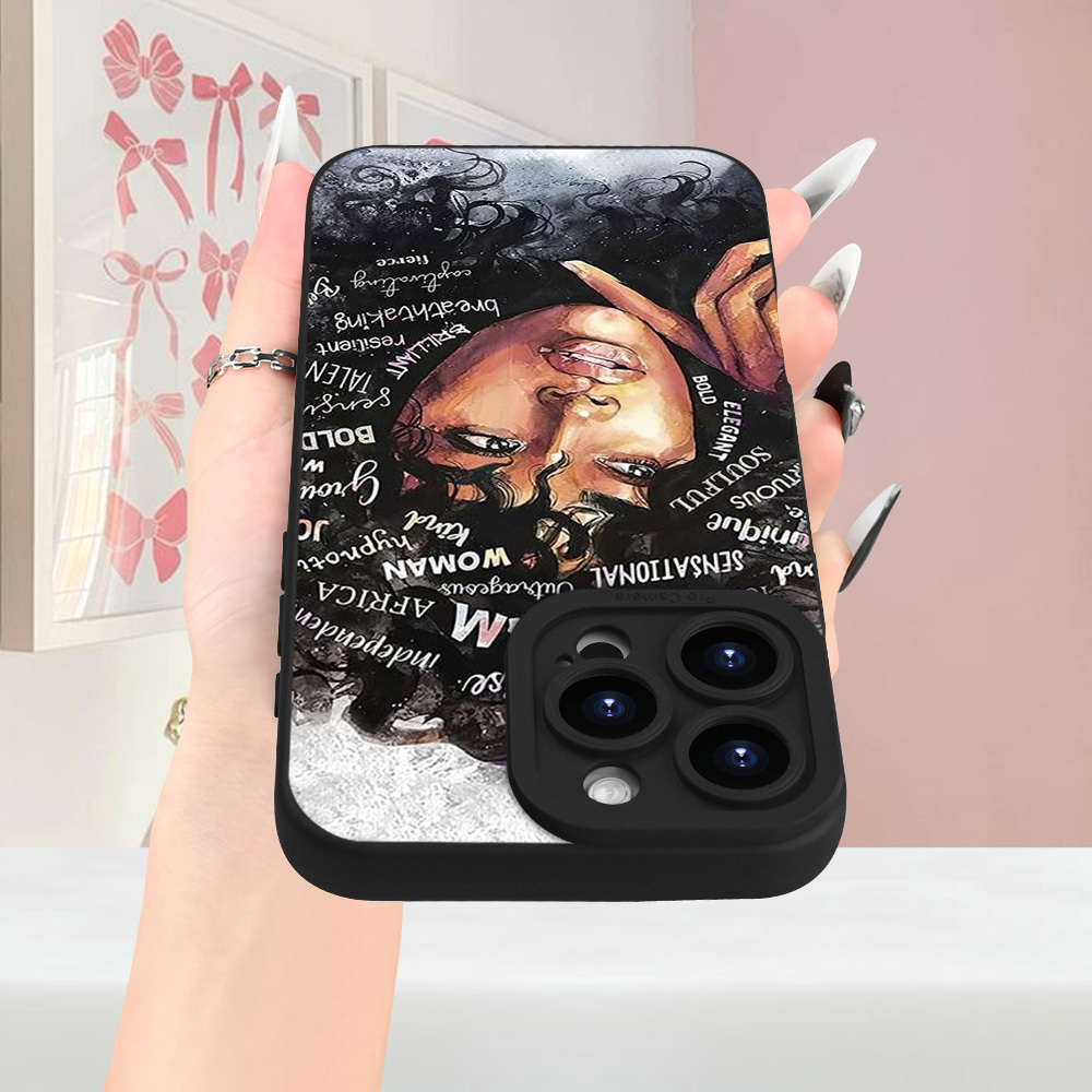 1Pc Black For iPhone 12 Pro Max African Girl Phone Case