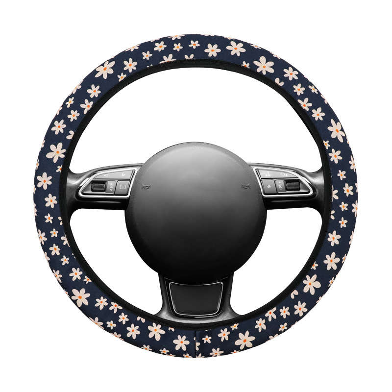 Car Steering Wheel Cover Multicolor Wildflowers Without Inner Circle Size 38Cm