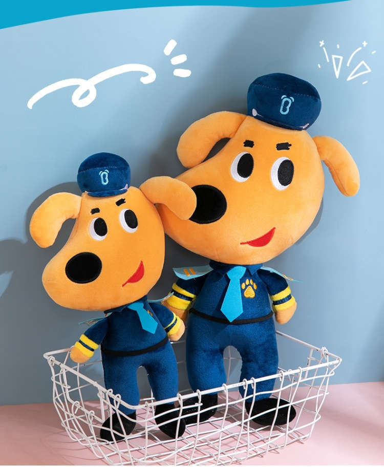 Plush Toys Color Dog With Blue Cloth