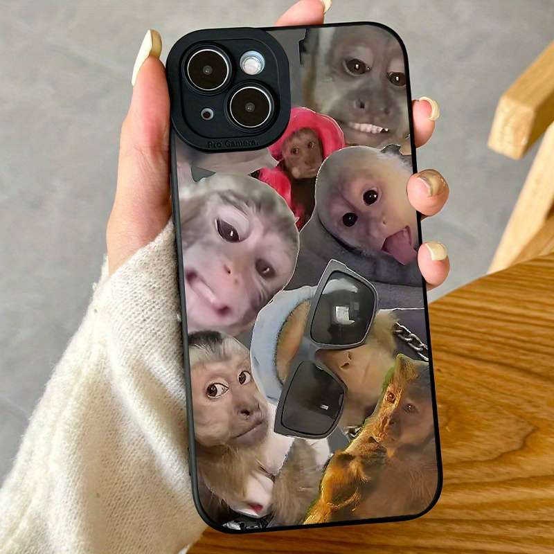 1Pc Mixed Color  For iPhone 15 Plus Fun Monkey Themed Phone Case