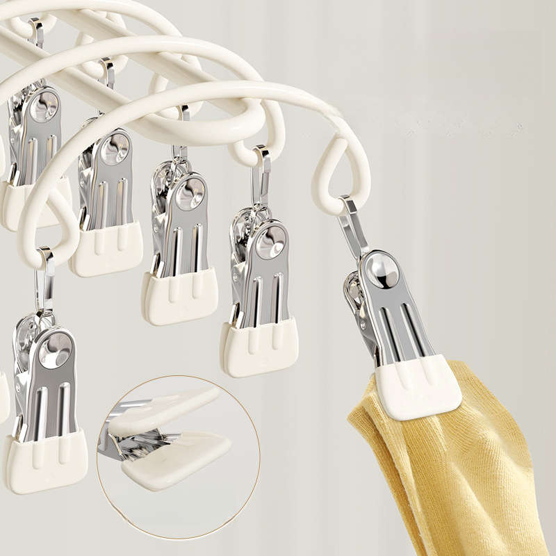 Clothes Rack Cream White 20 Clips 2Pcsset