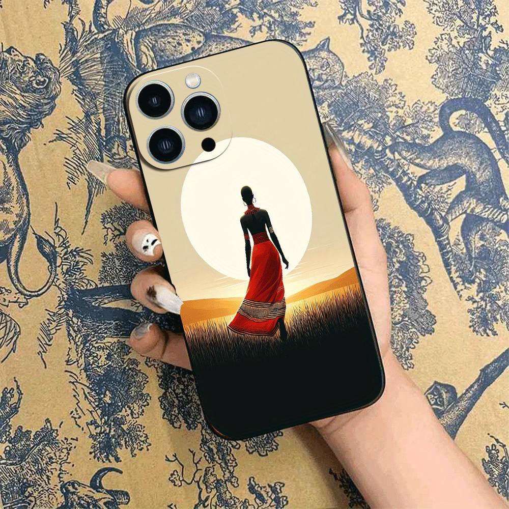 1Pc Black For iPhone 16 Plus African Americans Designed Phone Case