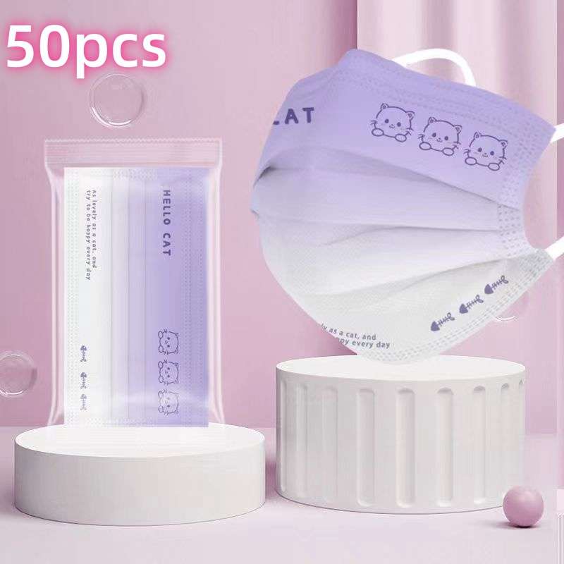 50Pcs Comfortable Women Three Layer Disposable Masks