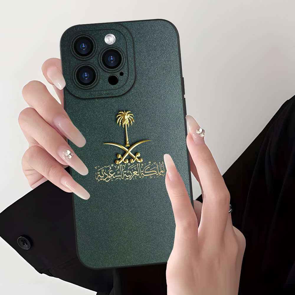 1Pc Black For iPhone 14 Plus Arabian Emblem Phone Case