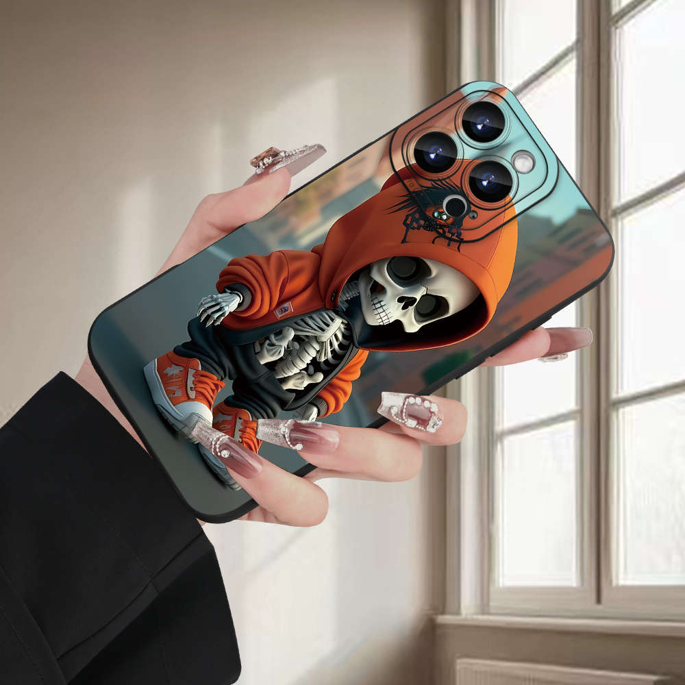 1Pc Black For iPhone XR Skull Pattern Phone Case