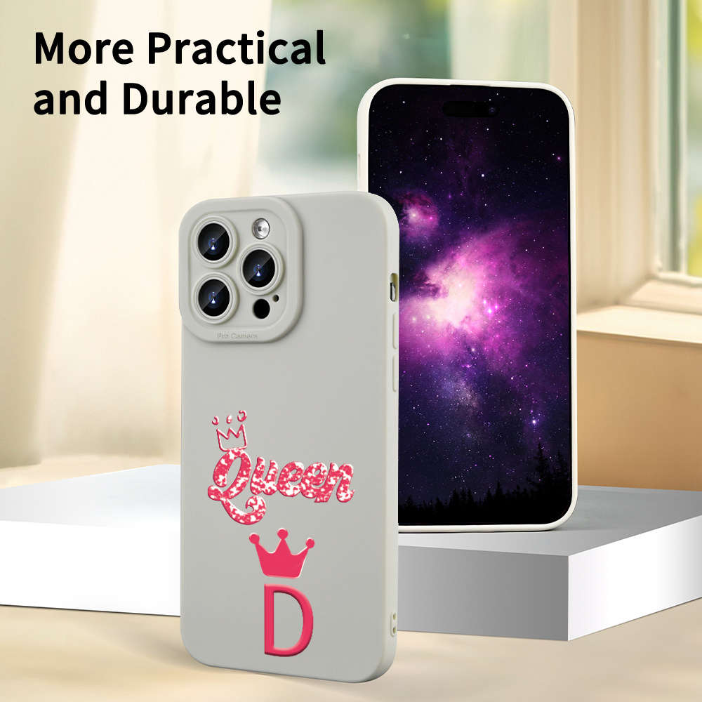 1Pc Ivory White For iPhone 14 Plus Letter D Design Phone Case