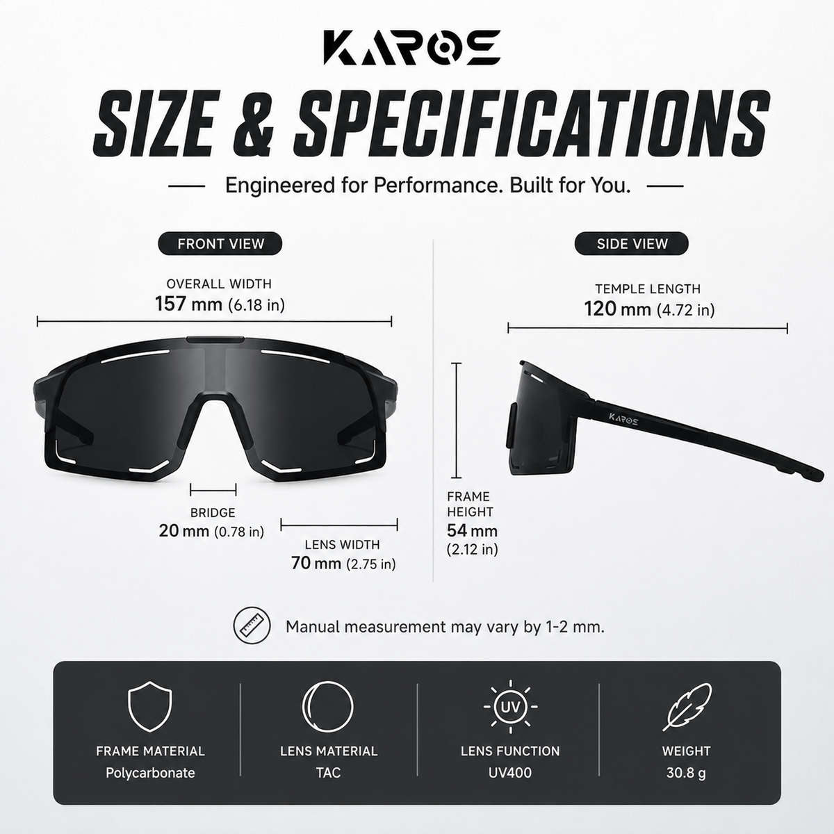 Cycling Glasses Color Black Frame Transparent Lens