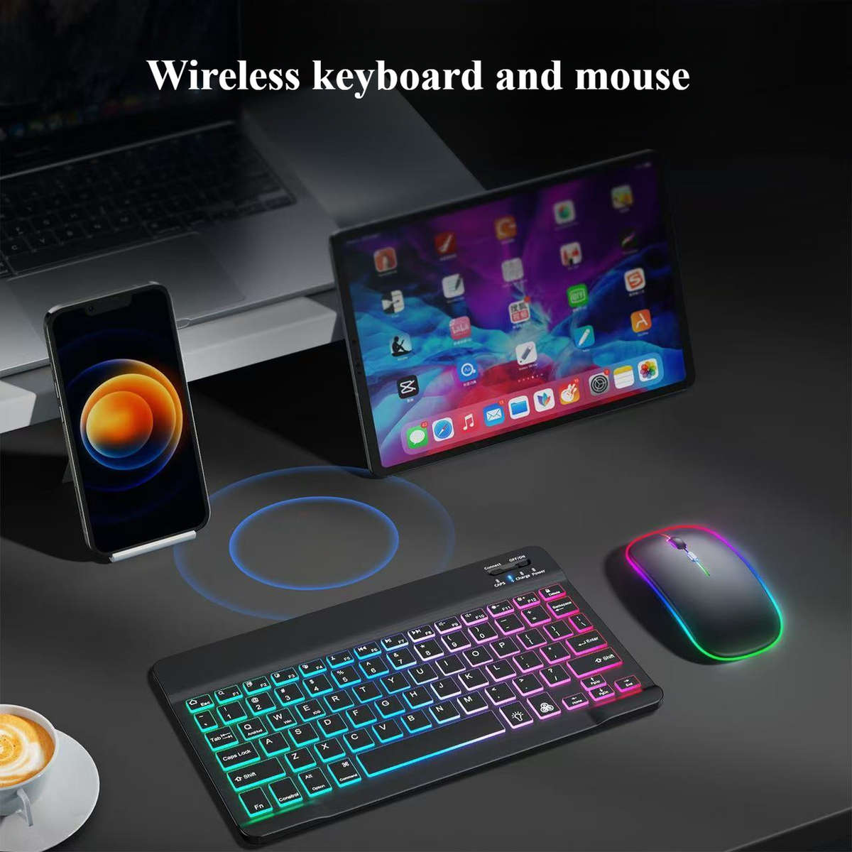 7-Color Backlit Portable Wireless Keyboard And Mouse Set