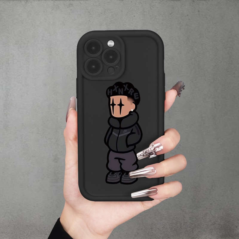 1Pc Black For iPhone 7 Plus 8 Plus Trendy Villain Pattern Phone Case