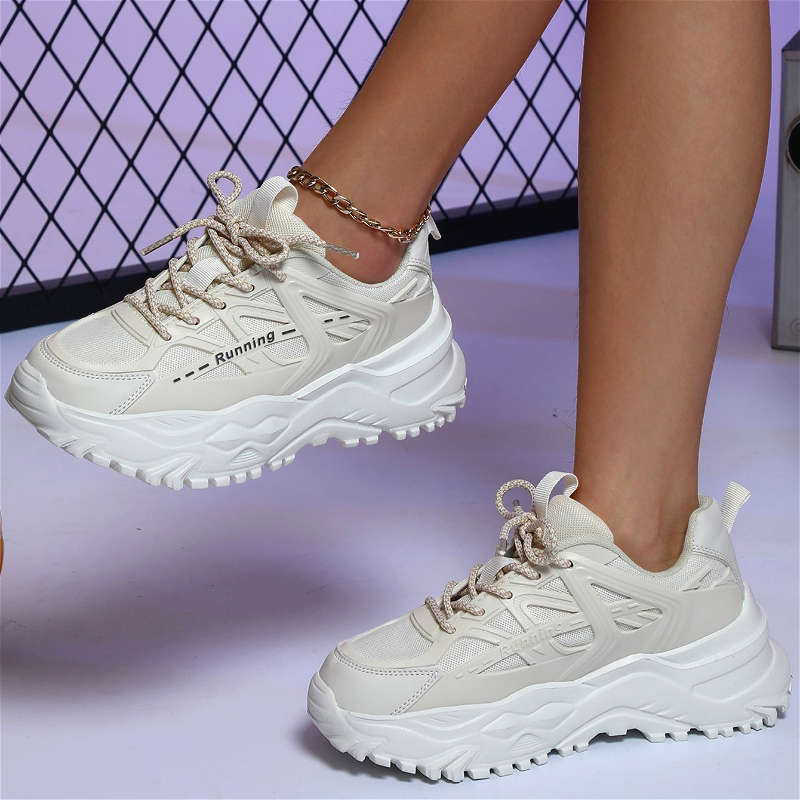 Women S Sneakers Color Beige White Background Sizeuk 7.5