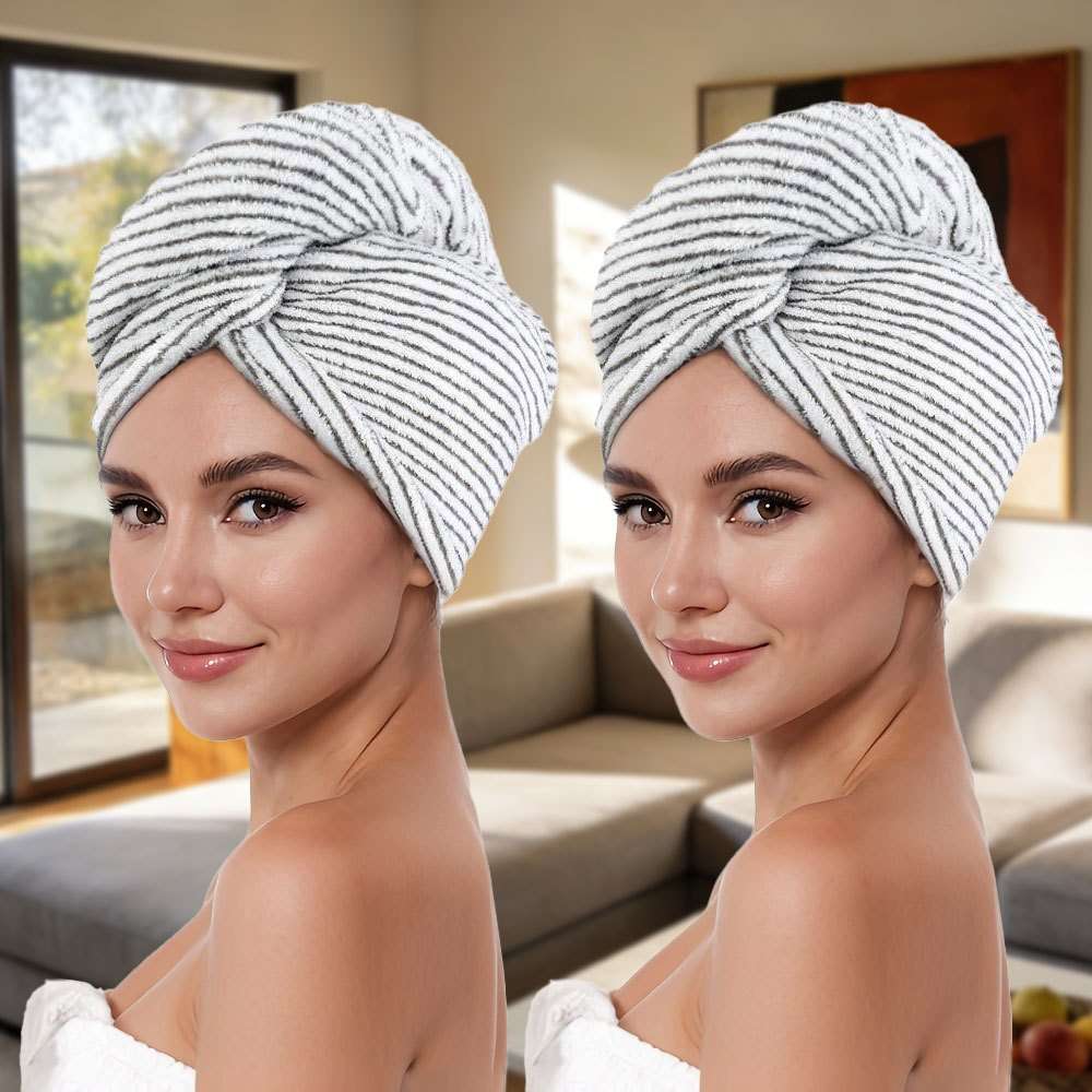 Hair Turban 2Pcs Striped