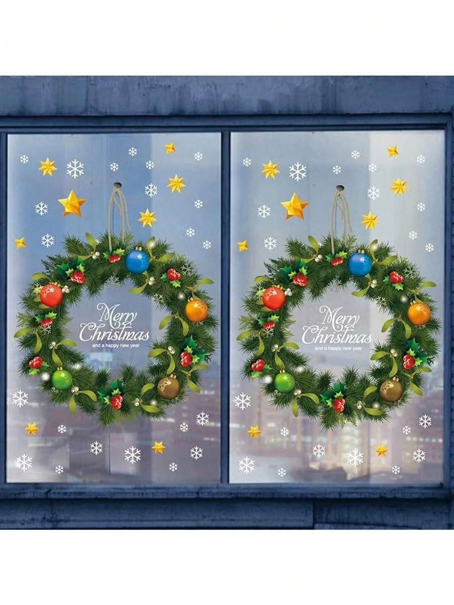 Christmas Decorations Style Christmas Wreath Window Sticker