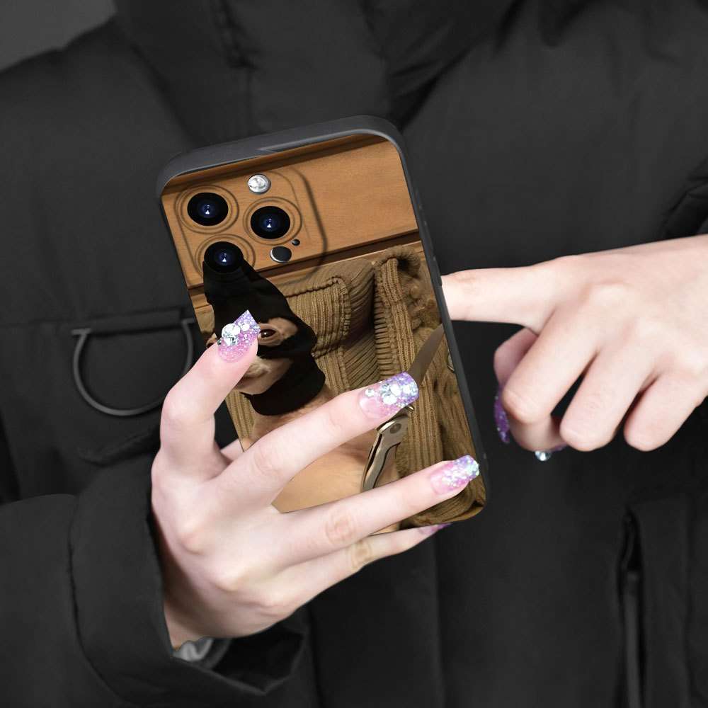 1Pc Mixed Color  For iPhone 14 Pet Puppy Head Cover Phone Case