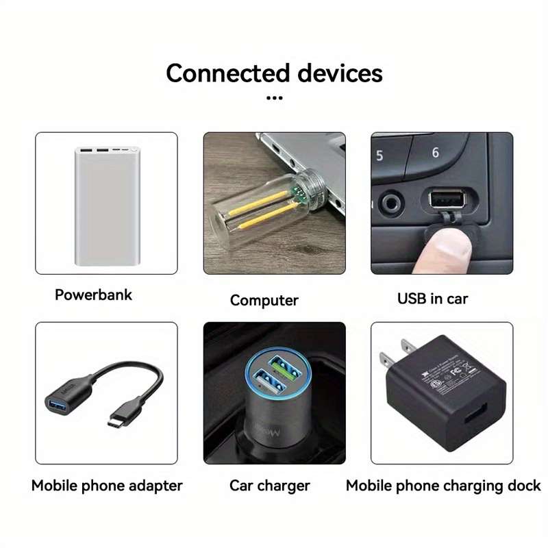 1pc White Versatile Touch LED Light USB Powered Multicolor Ambient Car & Bedroom N