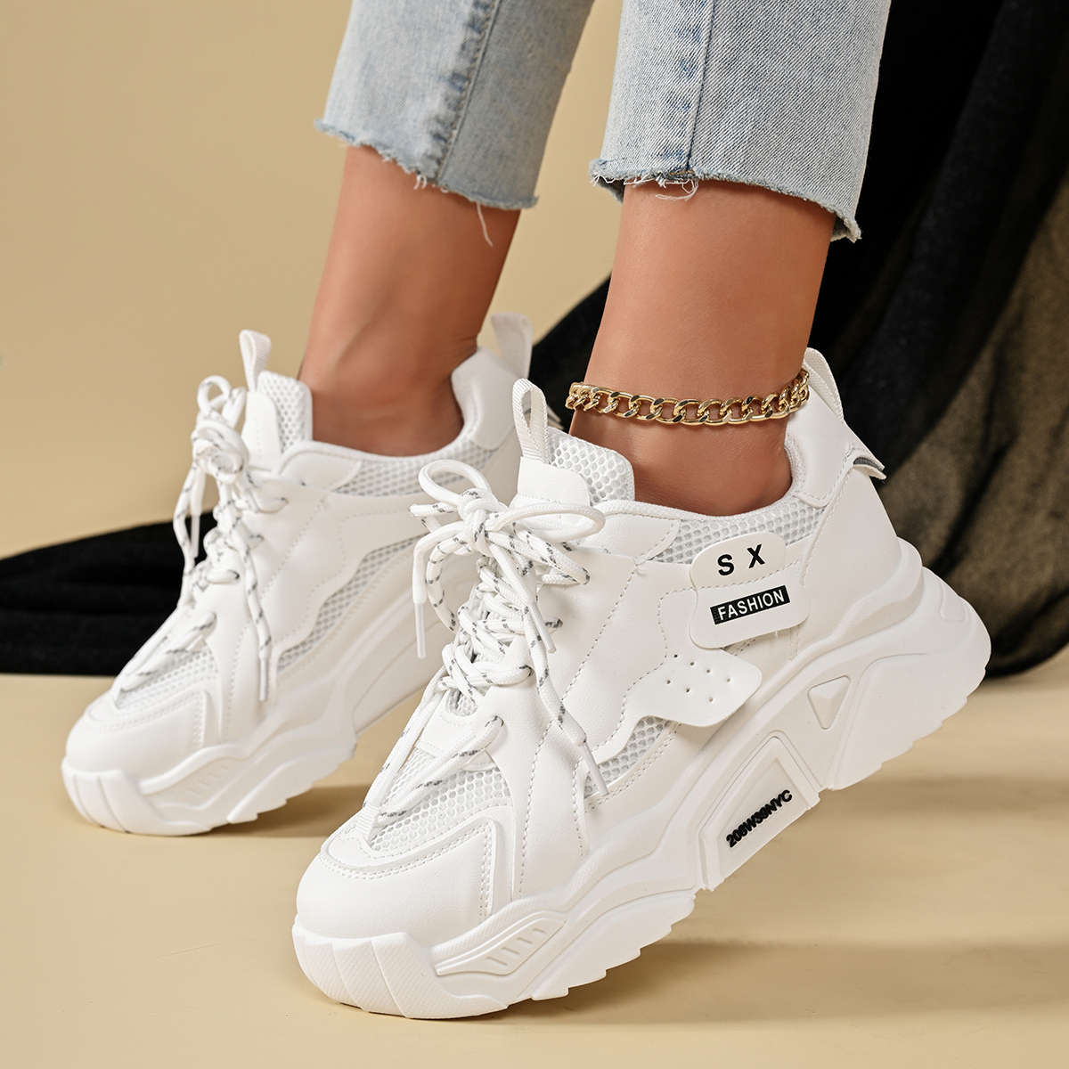 Women S Sneakers Color Beige Sizeuk 5.5