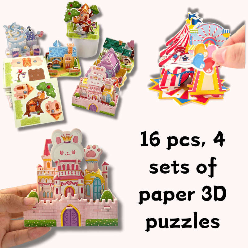 3D Building Model Puzzle Set Model Random Quantity 4 Pcs