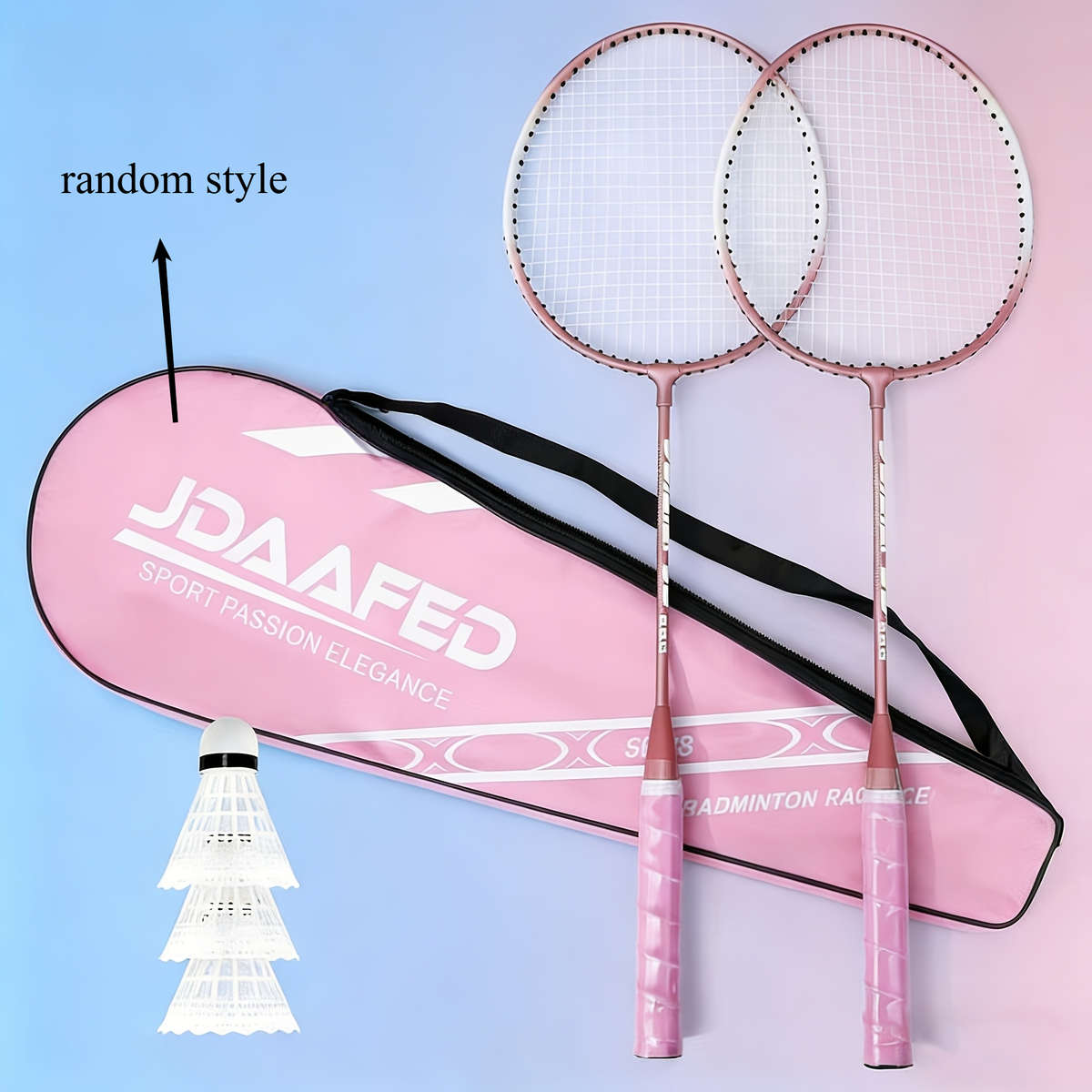Badminton Racket Color Pink Color Compositionthree Feather Balls  1 Carrying Bag  2 Grips