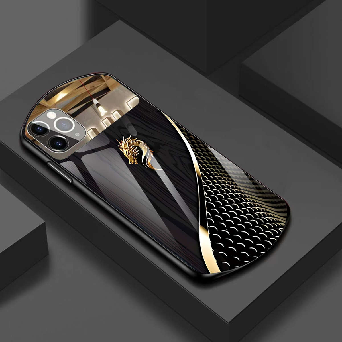 1Pc Black For iPhone 7 Plus 8 Plus Golden Dragon Phone Case