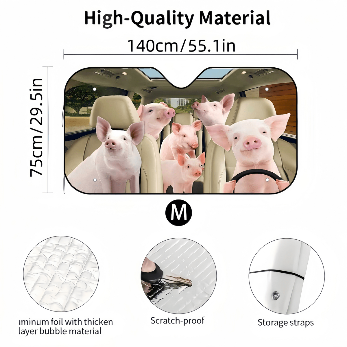 Car Sun Shades Items Pig Family