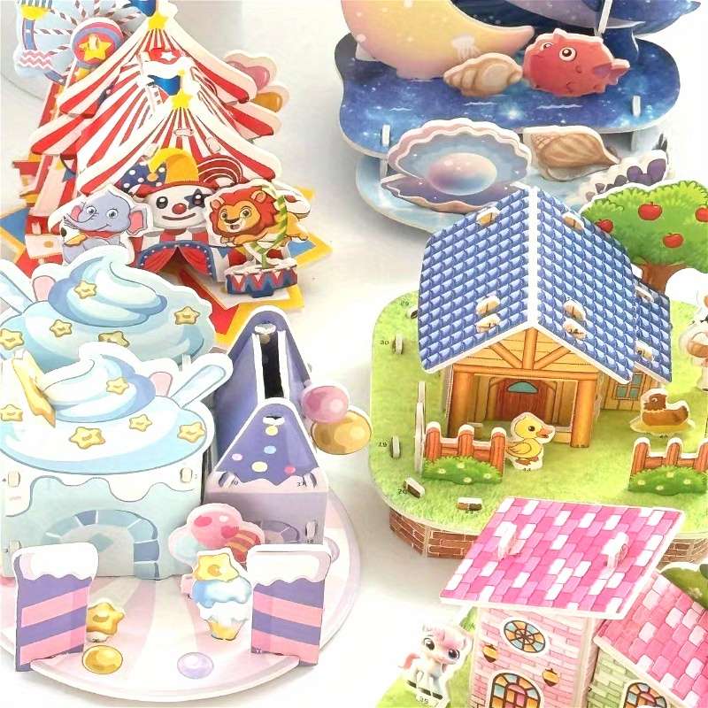 3D Building Model Puzzle Set Model Random Style Quantity 4 Pcs