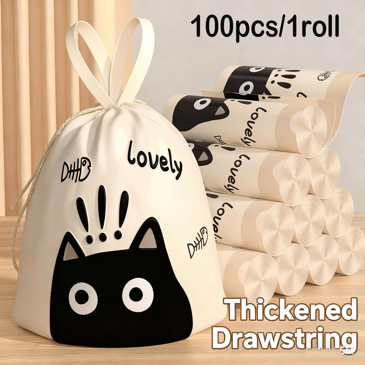 Trash Bagfishbone Cat Garbage Bagquantity100 Pcs1 Roll