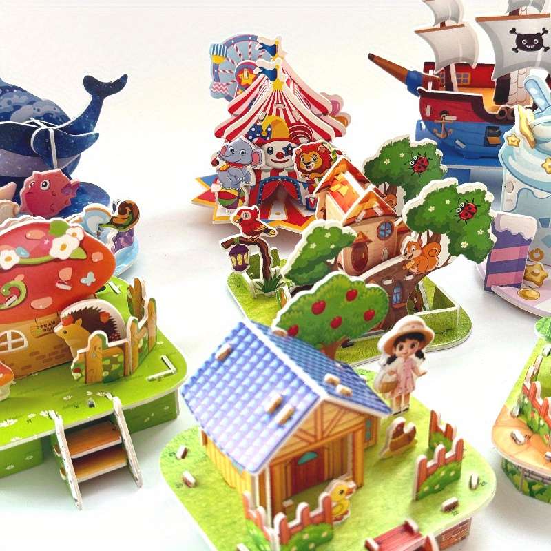 3D Building Model Puzzle Set Model Random Quantity 16Pcs
