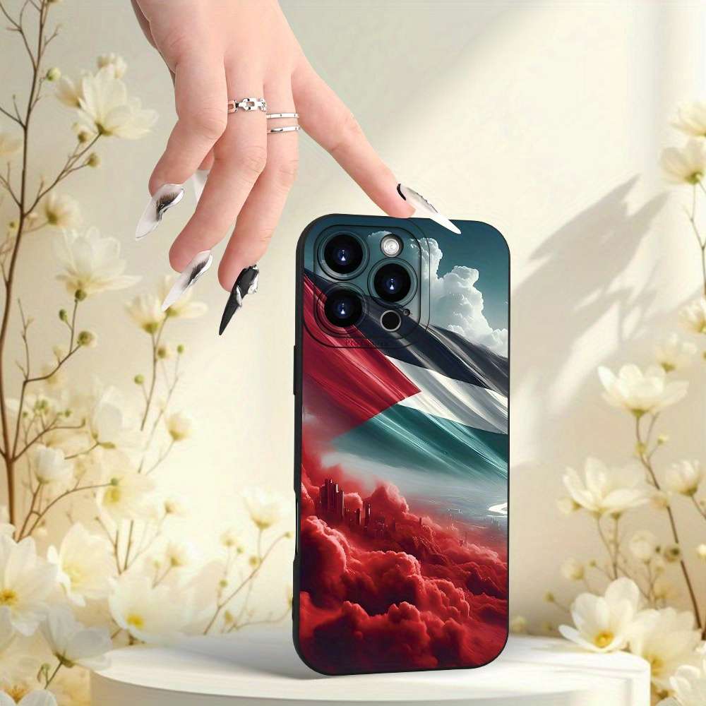 1Pc Black For iPhone 8 Plus Flag Pattern Phone Case