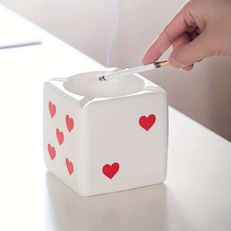 Classic Creative Ceramic Ashtray Dice Shape Storage Table Decoration Model Dot