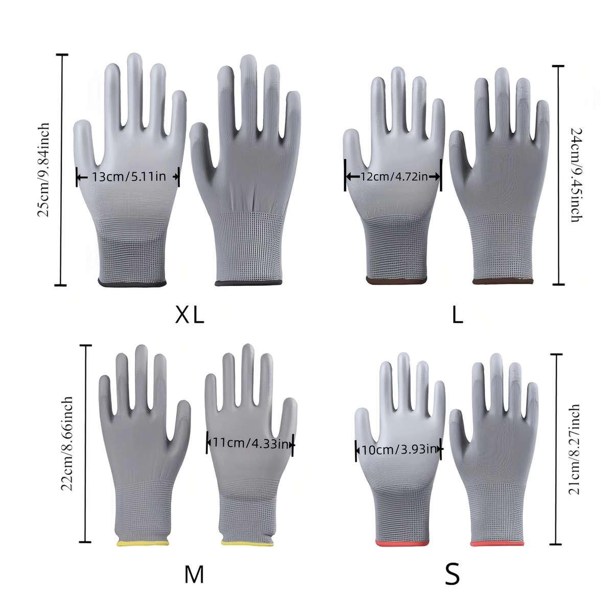 Work Gloves Color Plus Size  Yellow Trim Quantity2 Pairs