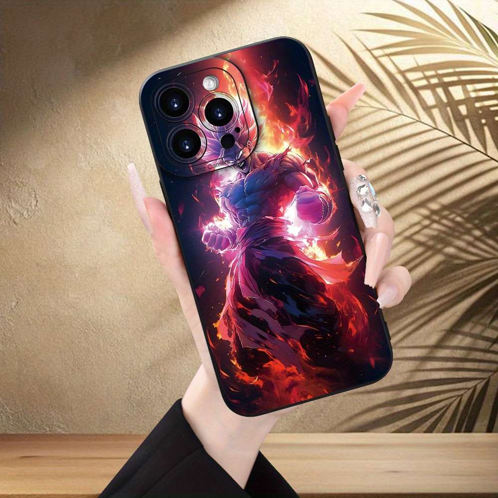 1Pc Black For iPhone 13 Mini Super Saiyan Pattern Phone Case