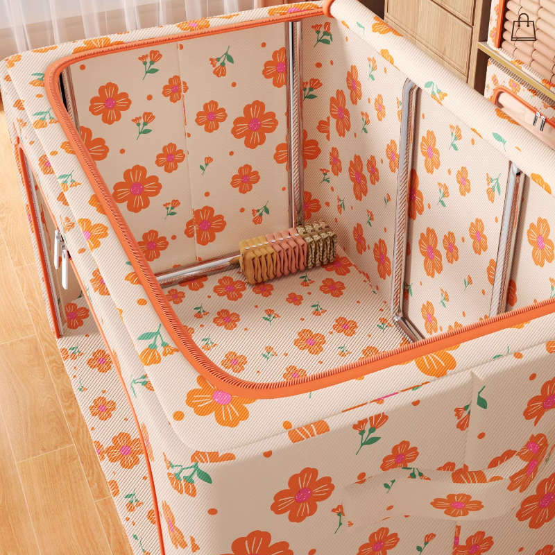 Storage Bag Color Sakura Steel Frame Box Full Transparent Window Beige 30L40*30*20 Storage1 Pc
