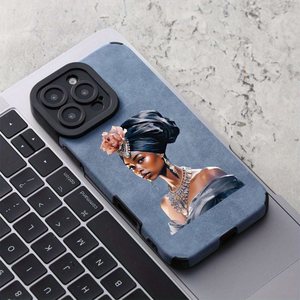 1Pc Blue For iPhone 16 Plus African Queen Phone Case