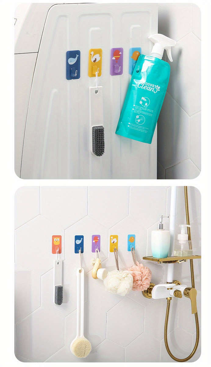 Set Of 5 Adorable Cartoon Wall Hooks That Are Adhesive And Items Random