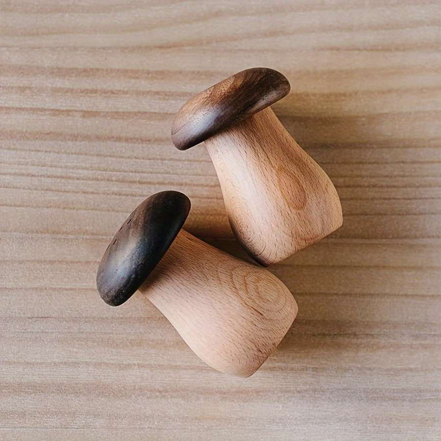1pc Charming Mushroom-Shaped Solid Wood Toothpick Holder The Perfect Choice for Home Kitchen