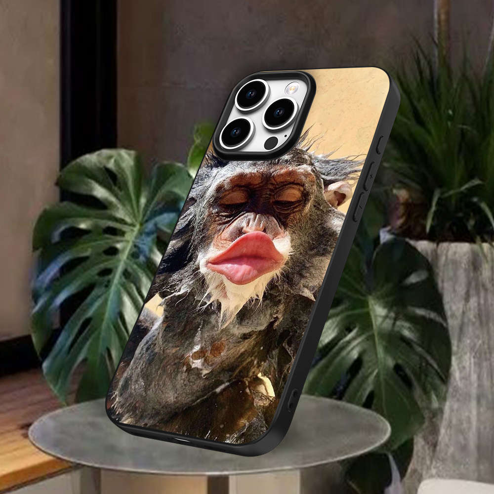 1Pc Black For iPhone 14 Pro Max Funny Kiss Pattern Phone Case