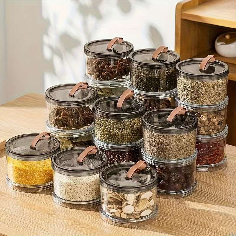 Sealed Jar Quantity 3Piece Set Round Handheld Spice Storage Box