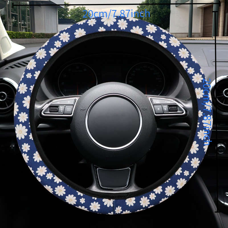 Car Steering Wheel Cover Multicolor Wildflowers Without Inner Circle Size 38Cm