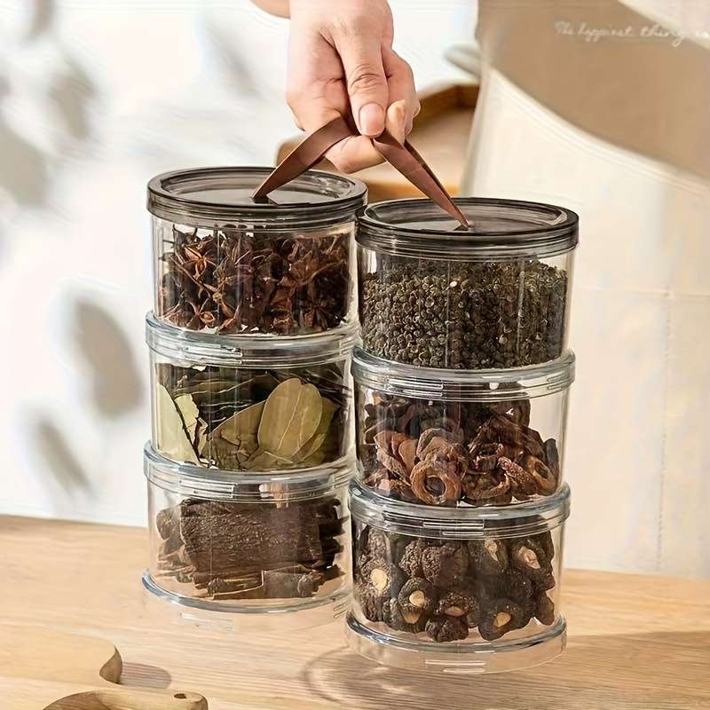 Sealed Jar Quantity 3Piece Set Round Handheld Spice Storage Box
