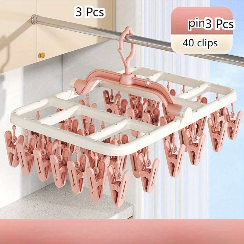 Clothes Rack 3Pack Light Blue 40 Clips
