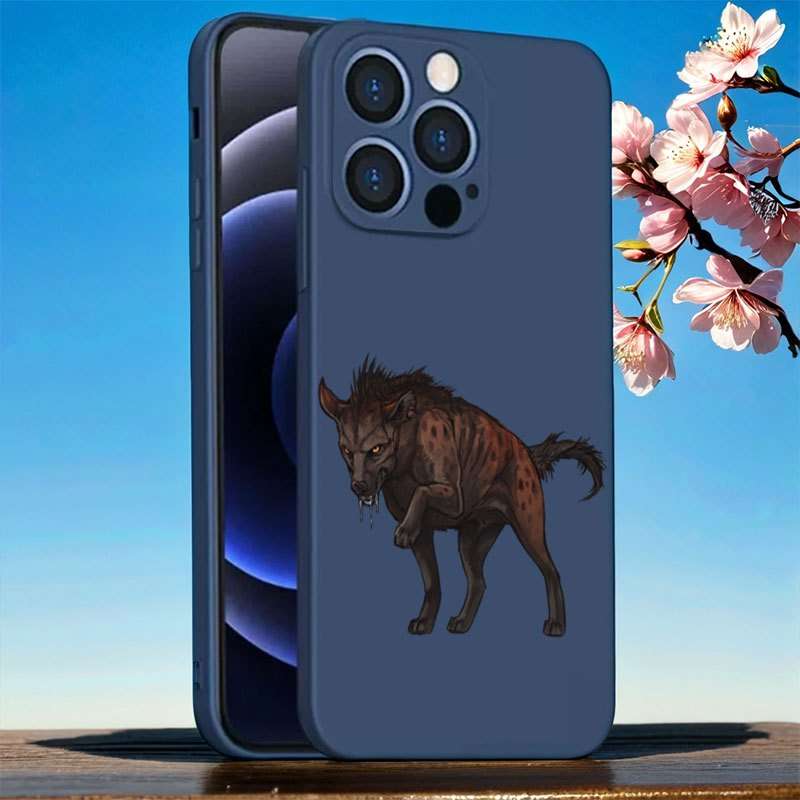 1Pc Black For iPhone 15 African Wild Dog Phone Case
